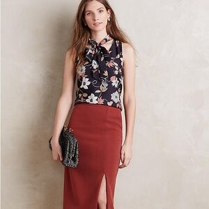 Maeve By Anthropologie Petal Silk Tie Neck Sleeveless Blouse Size 14